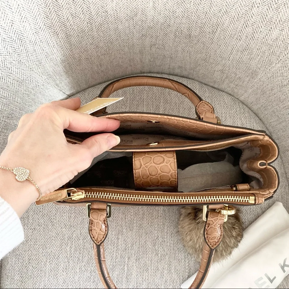 Michael Kors Kellen Satchel Croc Embossed Bag